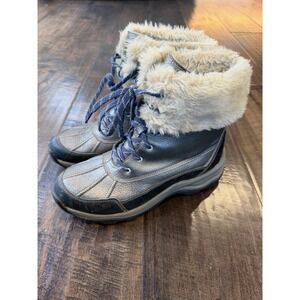 Clarks Mazlyn Arctic Pewter Leather Women's Faux Fur Boots Size 8.5